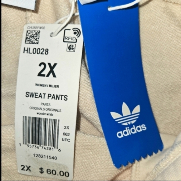 ❌️ Adidas Athletic White & Red Stripe Fleece Jogger Sweatpants - Size 2X NWT ❌️ - Picture 9 of 10